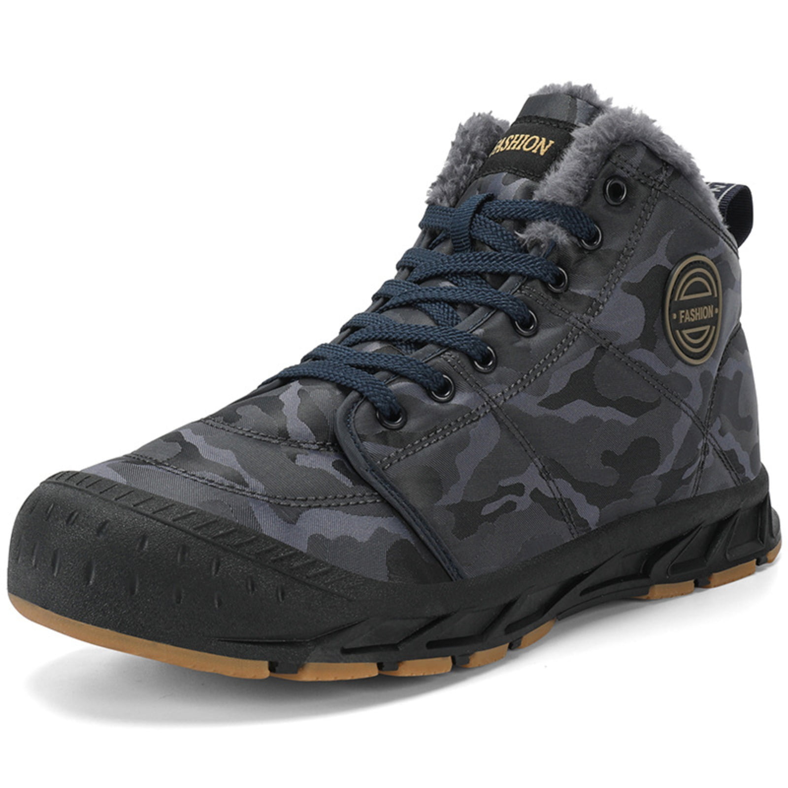 Men’s Insulated Outdoor Hiking Snow Boots, Fleece-Lined Warm Camouflage Winter Shoes with Protective Closed Toe, Non-Slip Waterproof Cold-Weather Boots for Outdoor Trekking