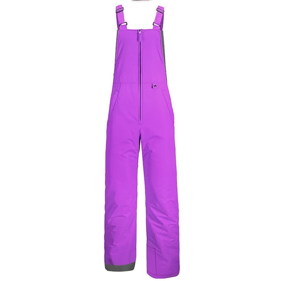 Men's Insulated Ski Bib Snow Pants Sleeveless Shoulder Strap Solid Long Pants Jumpsuit with Overalls for Outdoor Purple 5XL