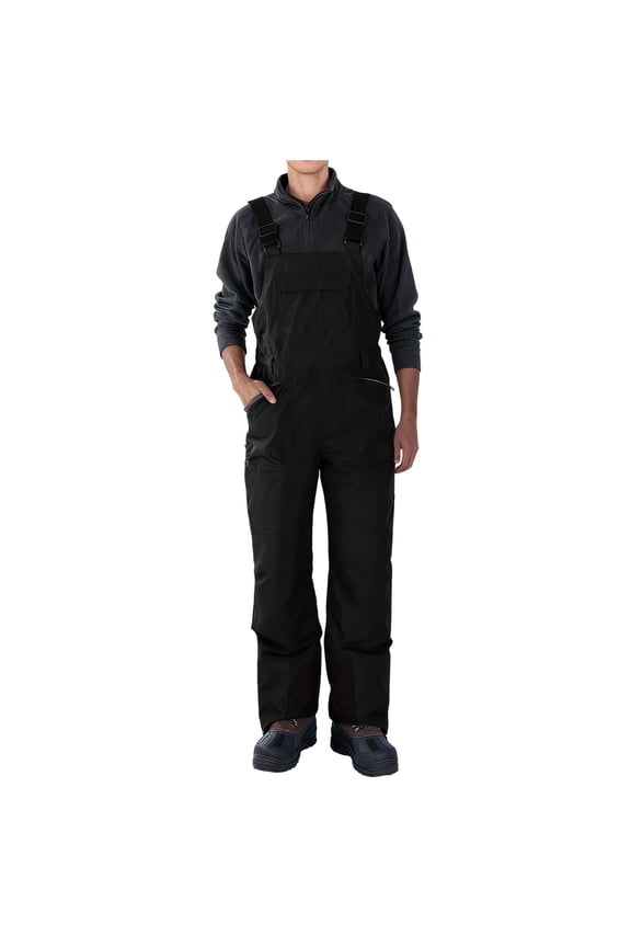 Men's Insulated Ski Bib Snow Pants Waterproof Adjustable Straps Windproof Overalls with Pockets for Outdoor Black XL