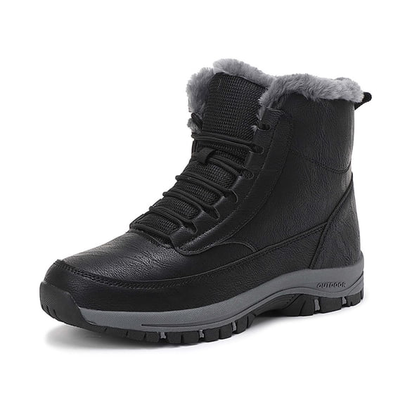Men's Insulated Thermal Winter High Top Hiking Sneakers With Warm Thick Sole For Cold Snowy Weather All Terrain Outdoor Footwear Breathable Non Grip Outsole