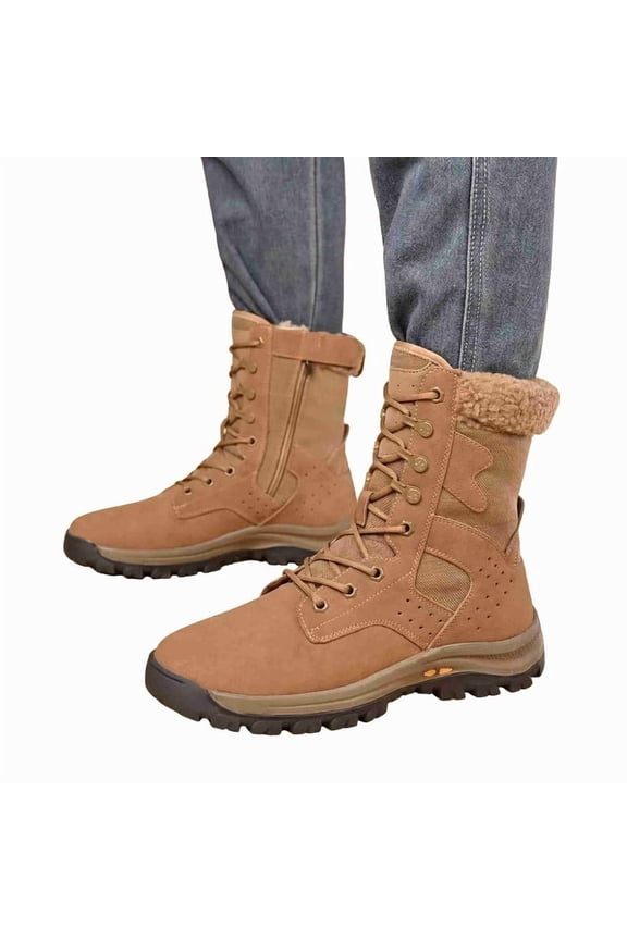 Men's Insulated Winter Hiking Boots, Waterproof Lace-Up Snow Boots with Plush Lining, Anti-Slip Rugged Boots for Cold, Wet Conditions