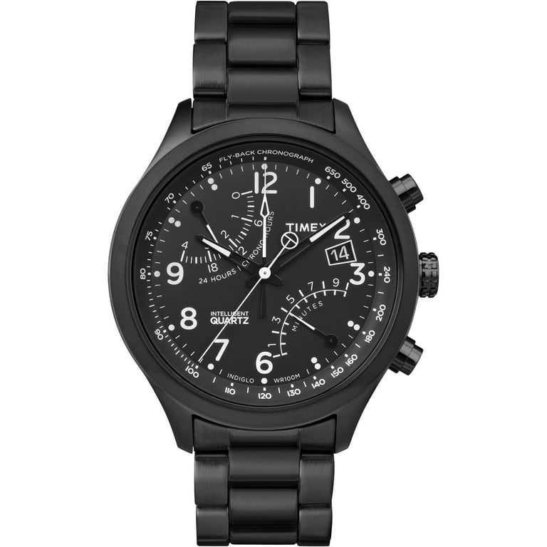 Men s Intelligent Quartz Fly Back Chronograph Black Watch