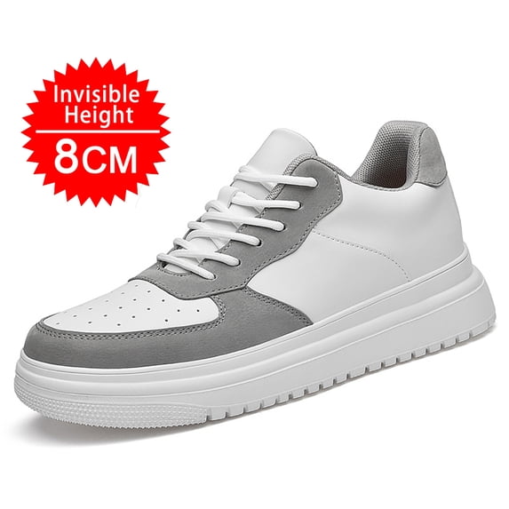 Men's Invisible Height Elevator Sneakers, 4/6/8/10 CM Lift Casual White/Black/Grey Platform Shoes, Breathable Non- Lace-Up Trainers for Everyday Wear