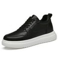thumbnail image 1 of Men's Invisible Height Increasing Leather Sneakers Breathable Elevator Shoes Color: Black Size: 37, 1 of 6