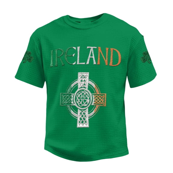 Men's Ireland Celtic Cross Crew Neck T-Shirt St. Patrick's Day Short Sleeve