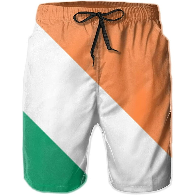 Men s Ireland Flag Swim Trunks Quick Dry Swim Shorts Print Beach
