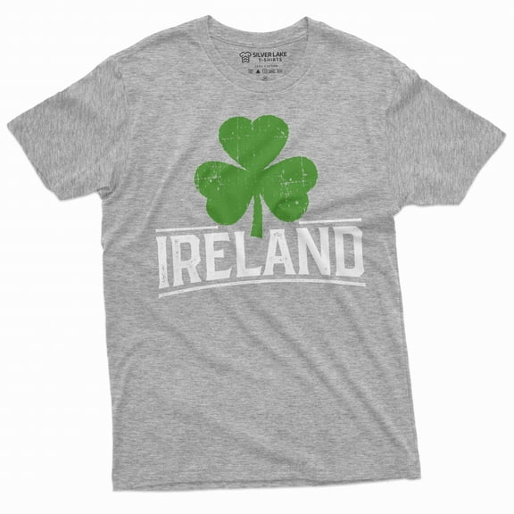 Men's Ireland T-shirt Irish Patriotic holiday shirt Clover shamrock tee Erie St Patricks day Tee (4X-Large Grey)