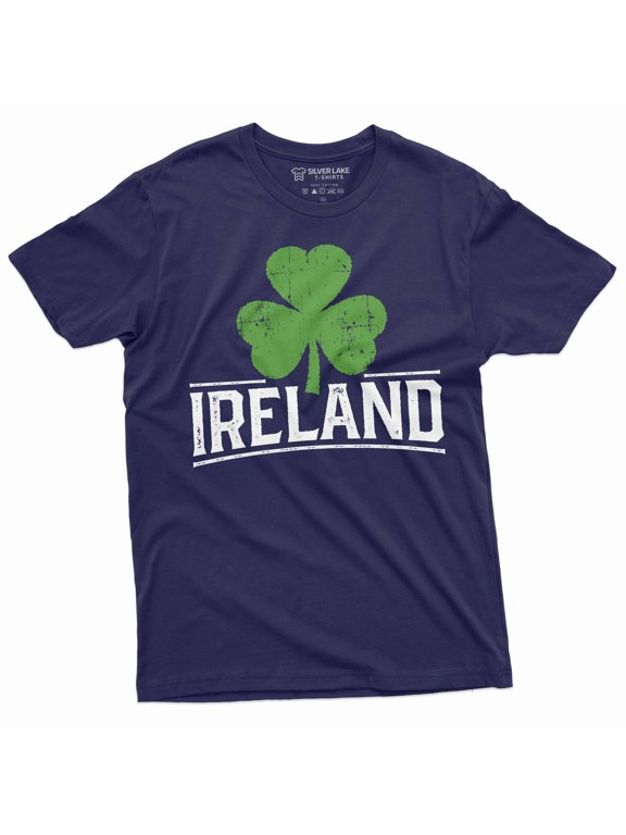 Men's Ireland T-shirt Irish Patriotic holiday shirt Clover shamrock tee Erie St Patricks day Tee (Large Navy Blue)