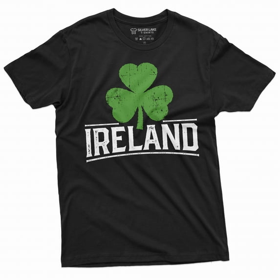 Men's Ireland T-shirt Irish Patriotic holiday shirt Clover shamrock tee Erie St Patricks day Tee (Medium Black)