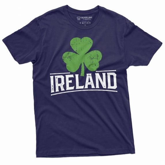 Men's Ireland T-shirt Irish Patriotic holiday shirt Clover shamrock tee Erie St Patricks day Tee (Medium Navy Blue)