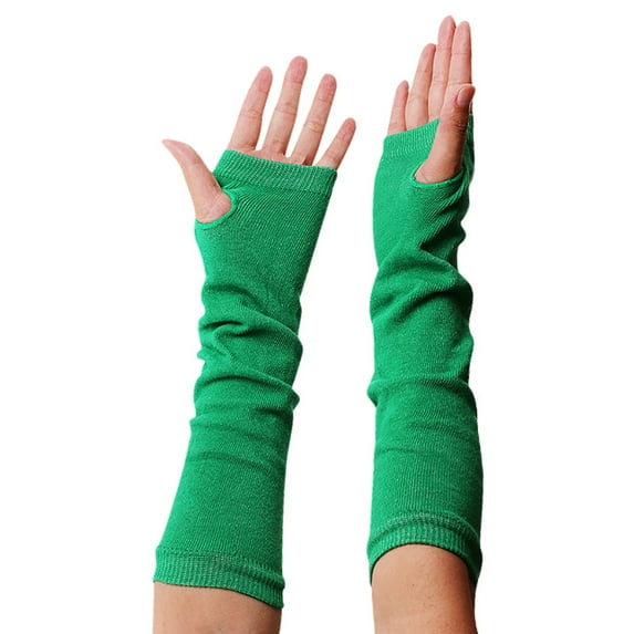 Men's Irish Holiday Green Fingerless Long Gloves Women's Long Wrist Gloves Men's And Women's Solid Color Arm Sleeves