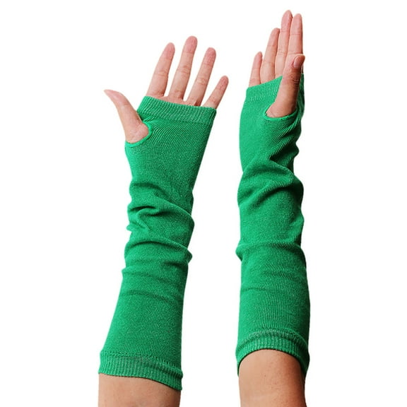 Men's Irish Holiday Green Fingerless Long Gloves Women's Long Wrist Gloves Men's And Women's Solid Color Arm Sleeves