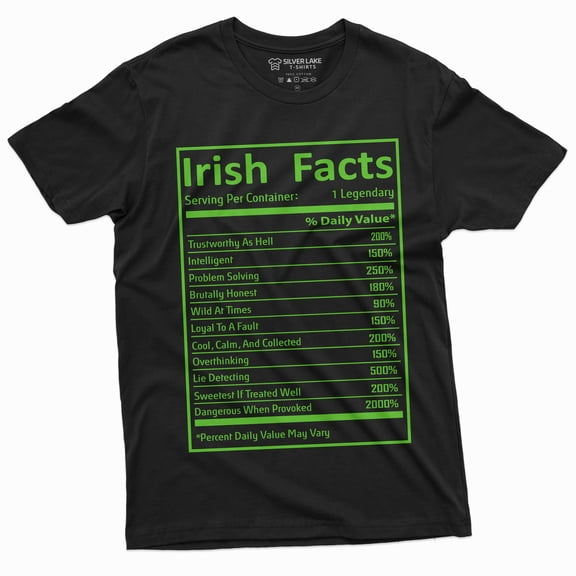 Men's Irish facts T-shirt St. Patrick's Day Ireland patriotic Flag Shirt Saint Patrick's Tee