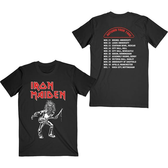 Men's Iron Maiden Autumn Tour 1980 (Back Print) Slim Fit T-shirt Medium Black