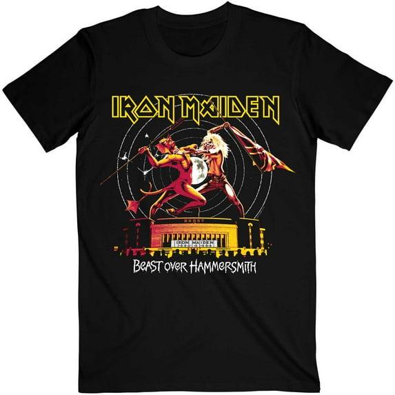 Men's Iron Maiden Beast Over Hammersmith Eddie & Devil Tonal T-shirt X-Large Black