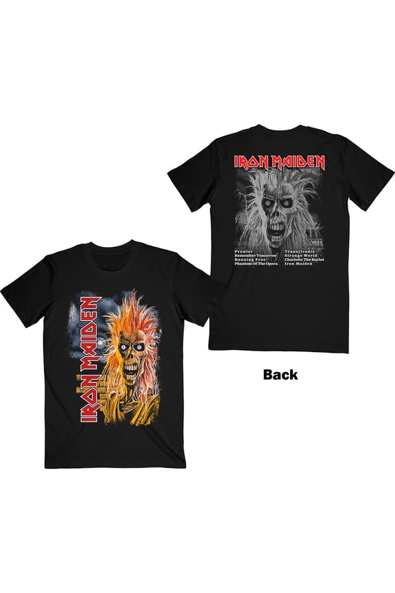 Men's Iron Maiden First Album Track list V.3. (Back Print) Slim Fit T-shirt X-Large Black