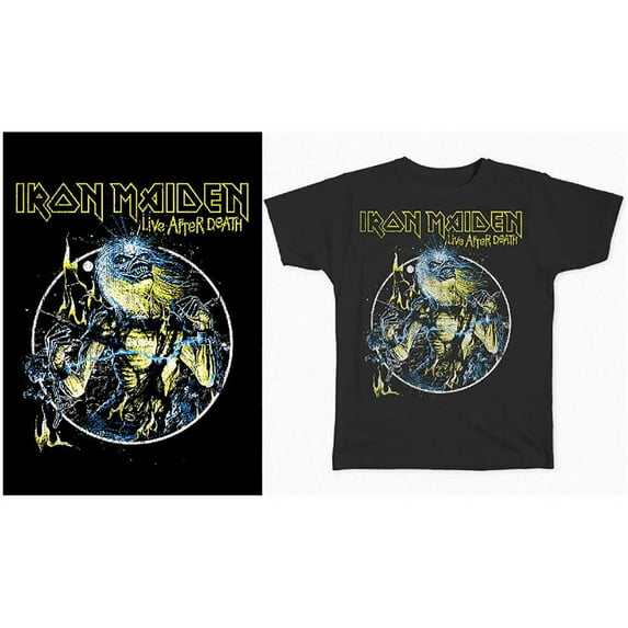 Men's Iron Maiden Live After Death Slim Fit T-shirt Small Black