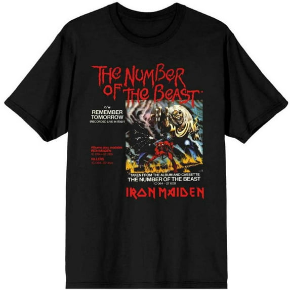 Men's Iron Maiden Number of the Beast Vinyl Promo Sleeve Slim Fit T-shirt X-Large Black