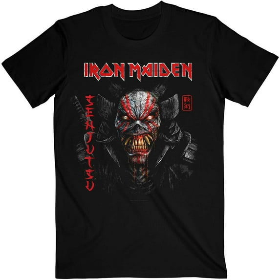 Men's Iron Maiden Senjutsu Black Cover Vertical Logo Slim Fit T-shirt Small Black