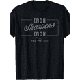 thumbnail image 1 of Men's Iron Sharpens Iron Proverbs 27:17 Christian Bible Verse Graphic Short Sleeve T-Shirt, 1 of 5