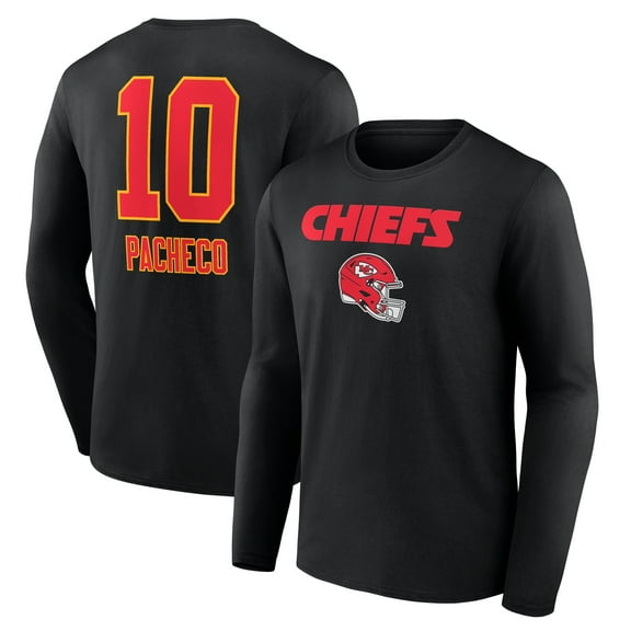 Men's Isiah Pacheco Black Kansas City Chiefs Team Wordmark Player Name & Number Long Sleeve T-Shirt