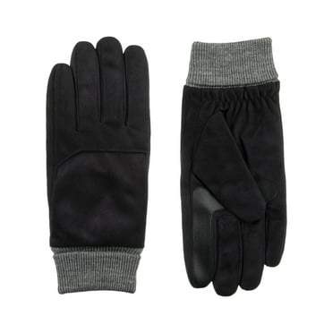 Men's Isotoner Microsuede Knit Cuff Glove, Black, Size: LG