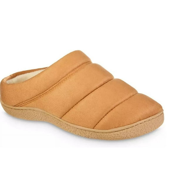 Men’s Isotoners Memory Foam Hoodback Comfort Slippers (Buckskin Puffer, Large)