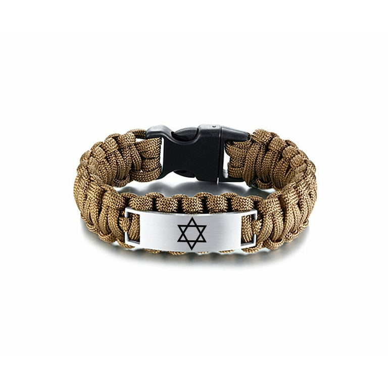Men's Israeli Jewish Jewelry Handmade Survival Paracord Star