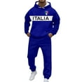 thumbnail image 1 of Men's Italian Casual Loose Comfortable Hooded Sweatshirt and Pants Set Blue L, 1 of 4