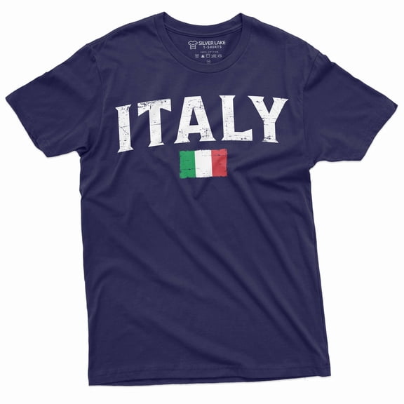 Men's Italy Flag Shirt Italy Country Flag Tee Italy National Shirt Italia Gifts Italia Shirts (Large Navy Blue)