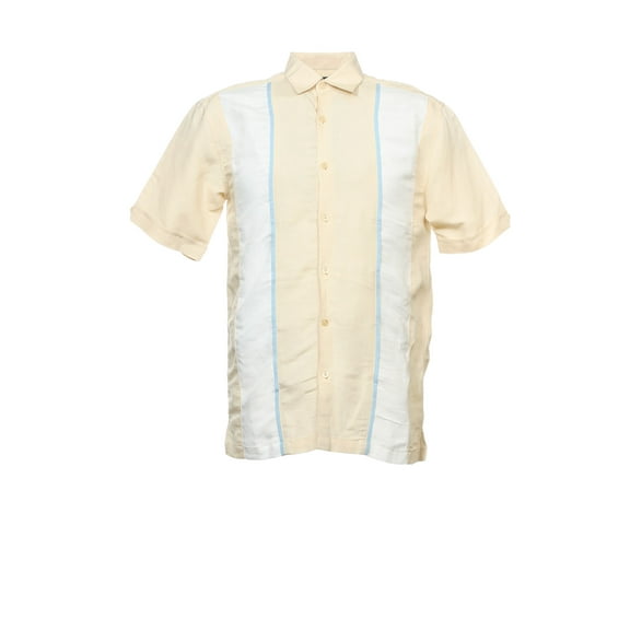 Men's Ivory Color Block Camp Shirt