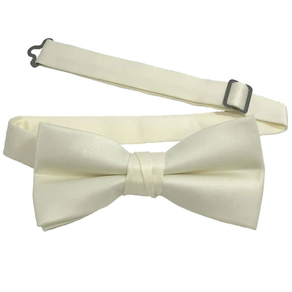 Men’s Ivory Formal Satin Pre-Tied Bow Tie in a Variety of Colors by Spencer J’s Signature Satin Collection