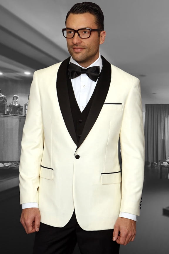 Men's  Ivory Vested Dinner Jacket & Tuxedo 50 Long