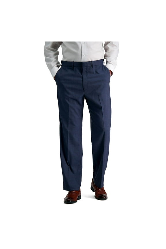 Men's Haggar® Premium Classic-Fit Flat-Front Stretch Suit Pants Color: Blue Heather Size: 40X30