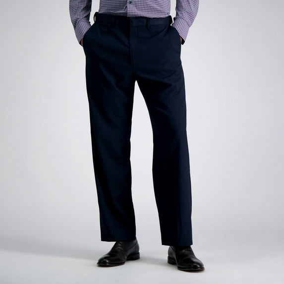 Men's J.M. Haggar® Premium Classic-Fit Flat-Front Stretch Suit Pants Color: Navy Herringbone Size: 44X30