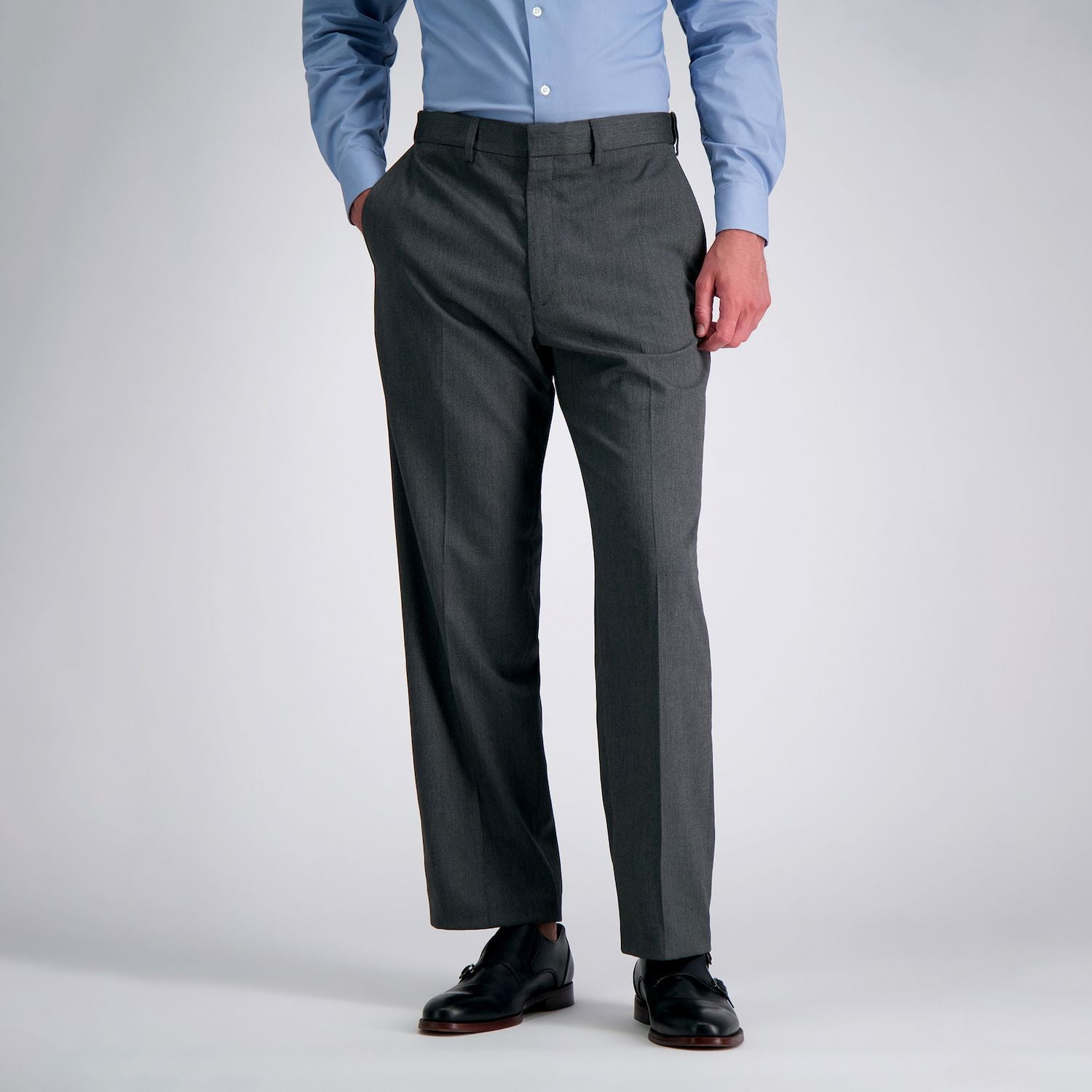 white christmas dresses Haggar Big & Tall Premium Comfort Dress Pants, Flat Front in Blue main image 1