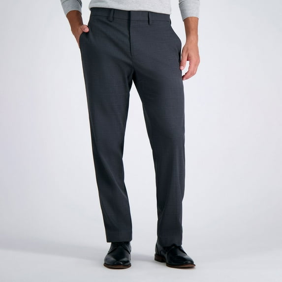 Men's J.M. Haggar Premium Tailored-Fit Stretch Flat-Front Suit Pants Color: Charcoal Windowpane Size: 34X32