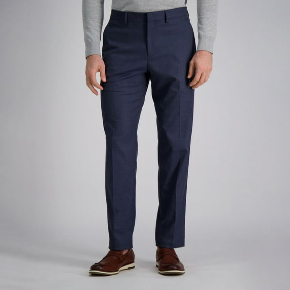 Men's J.M. Haggar Premium Tailored-Fit Stretch Flat-Front Suit Pants Color: Navy Windowpane Size: 36X32