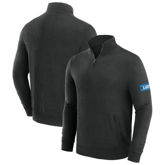 Men's J. Palmer Black Detroit Lions Franchise Quarter-Zip Sweater