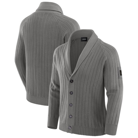 Men's J. Palmer Graphite Detroit Lions The Playmaker Cardigan Raglan Sweater