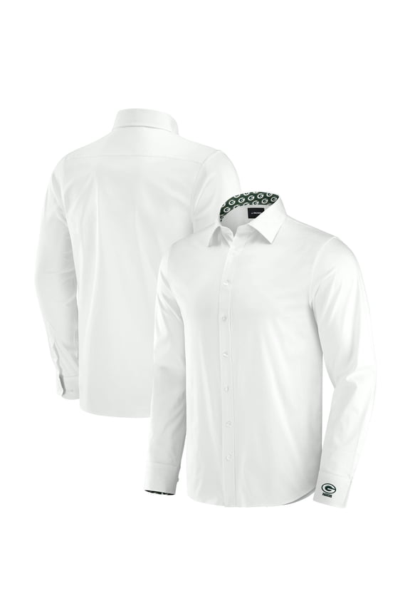 Men's J. Palmer White Green Bay Packers Man-In-Motion Long Sleeve Button-Up Dress Shirt