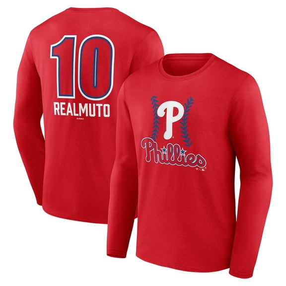 Men's J.T. Realmuto Red Philadelphia Phillies Fastball Player Name & Number Long Sleeve T-Shirt