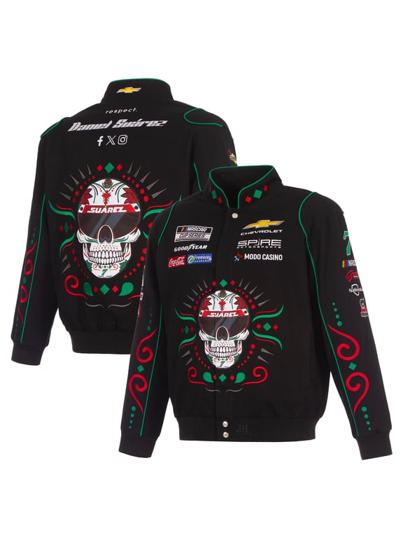 Men's JH Design Black Daniel Suarez 2026 Sugar Skull Full-Snap Twill Racing Jacket