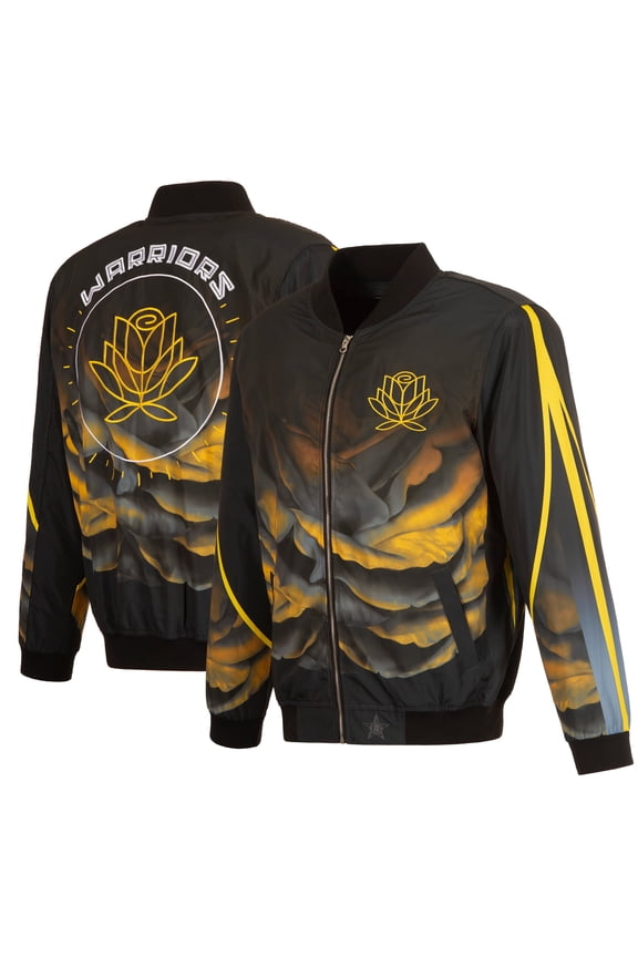 Men's JH Design Black Golden State Warriors 2022/23 City Edition Full-Zip Nylon Bomber Jacket