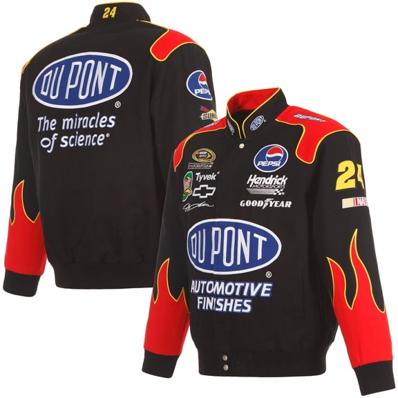 Men's JH Design Black Jeff Gordon DuPont Twill Driver Uniform Full-Snap Jacket