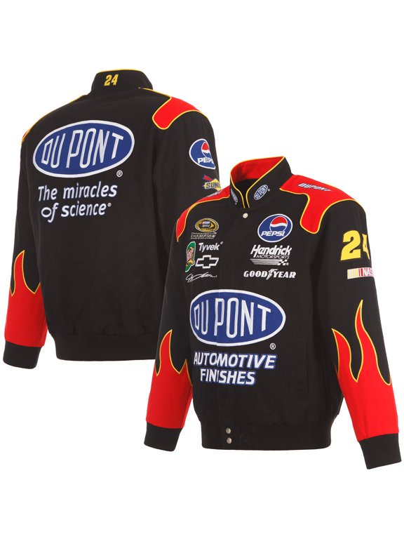 Men's JH Design Black Jeff Gordon DuPont Twill Driver Uniform Full-Snap Jacket