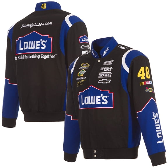 Men's JH Design Black Jimmie Johnson Lowe's Twill Driver Uniform Full-Snap Jacket