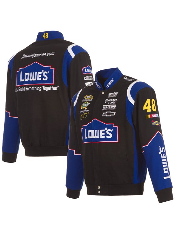 Men's JH Design Black Jimmie Johnson Lowe's Twill Driver Uniform Full-Snap Jacket