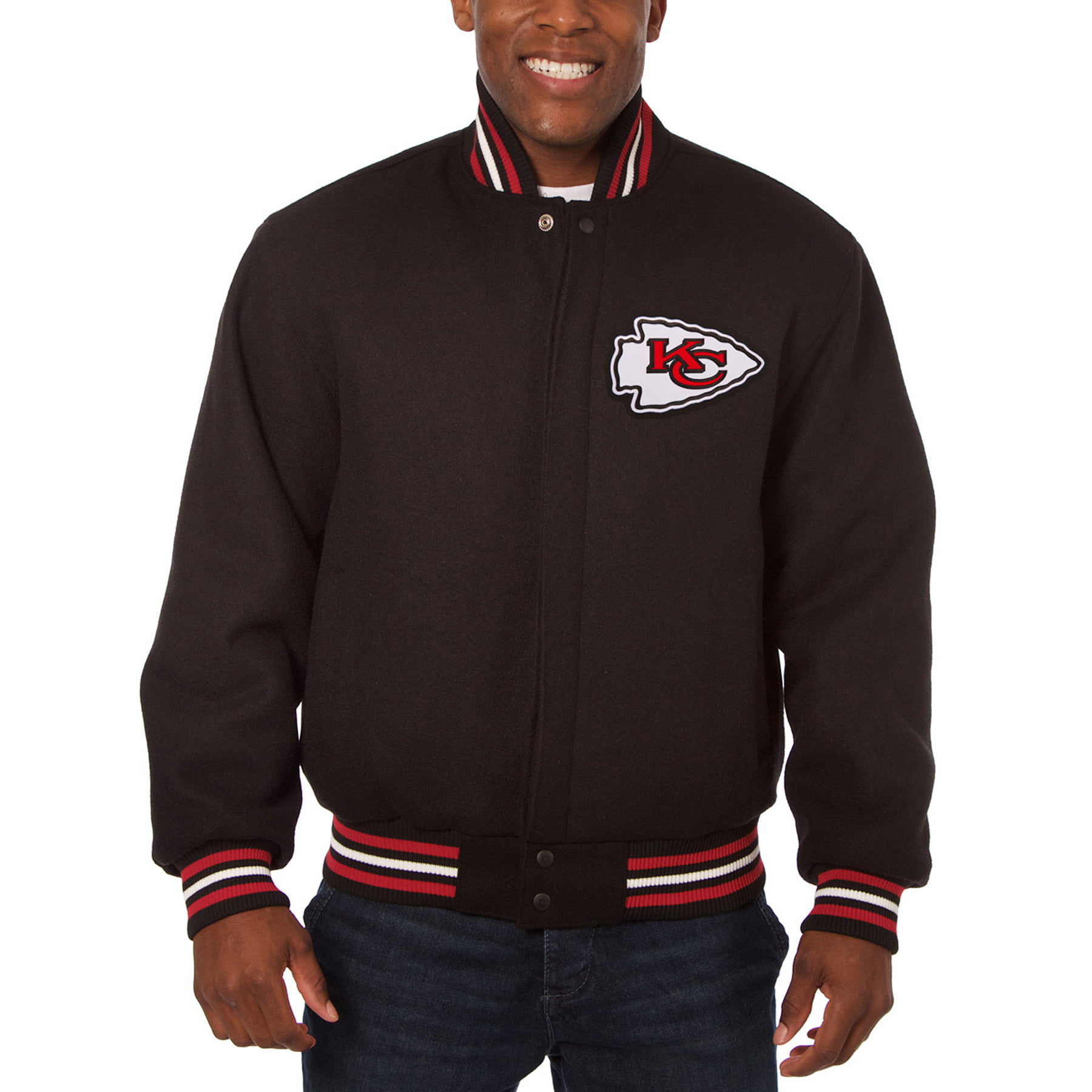 Men's JH Design Black Kansas City Chiefs Embroidered Wool Jacket ...