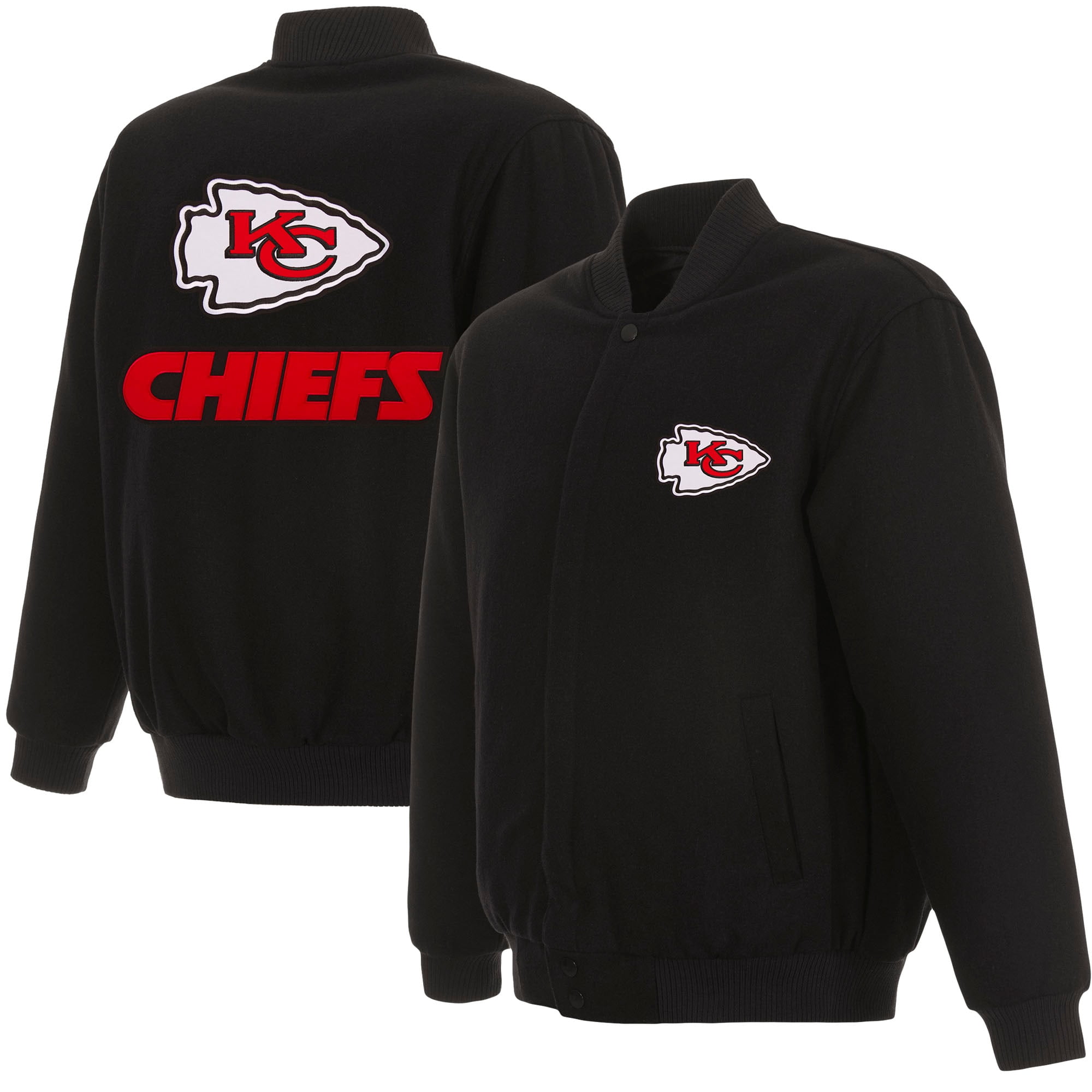 Men's JH Design Black Kansas City Chiefs Reversible Full-Snap